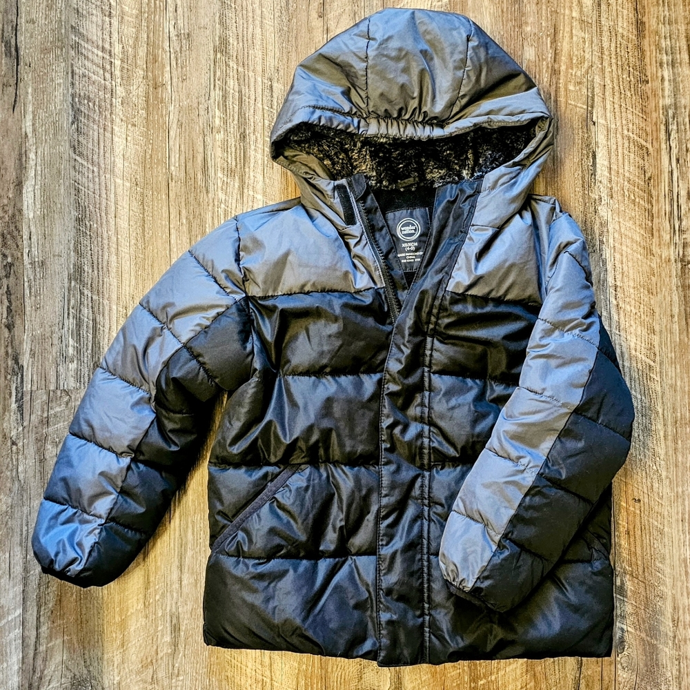 XS (4-5) Boy's Wonder Nation Black & Gray Fleece Lined Puffer Jacket